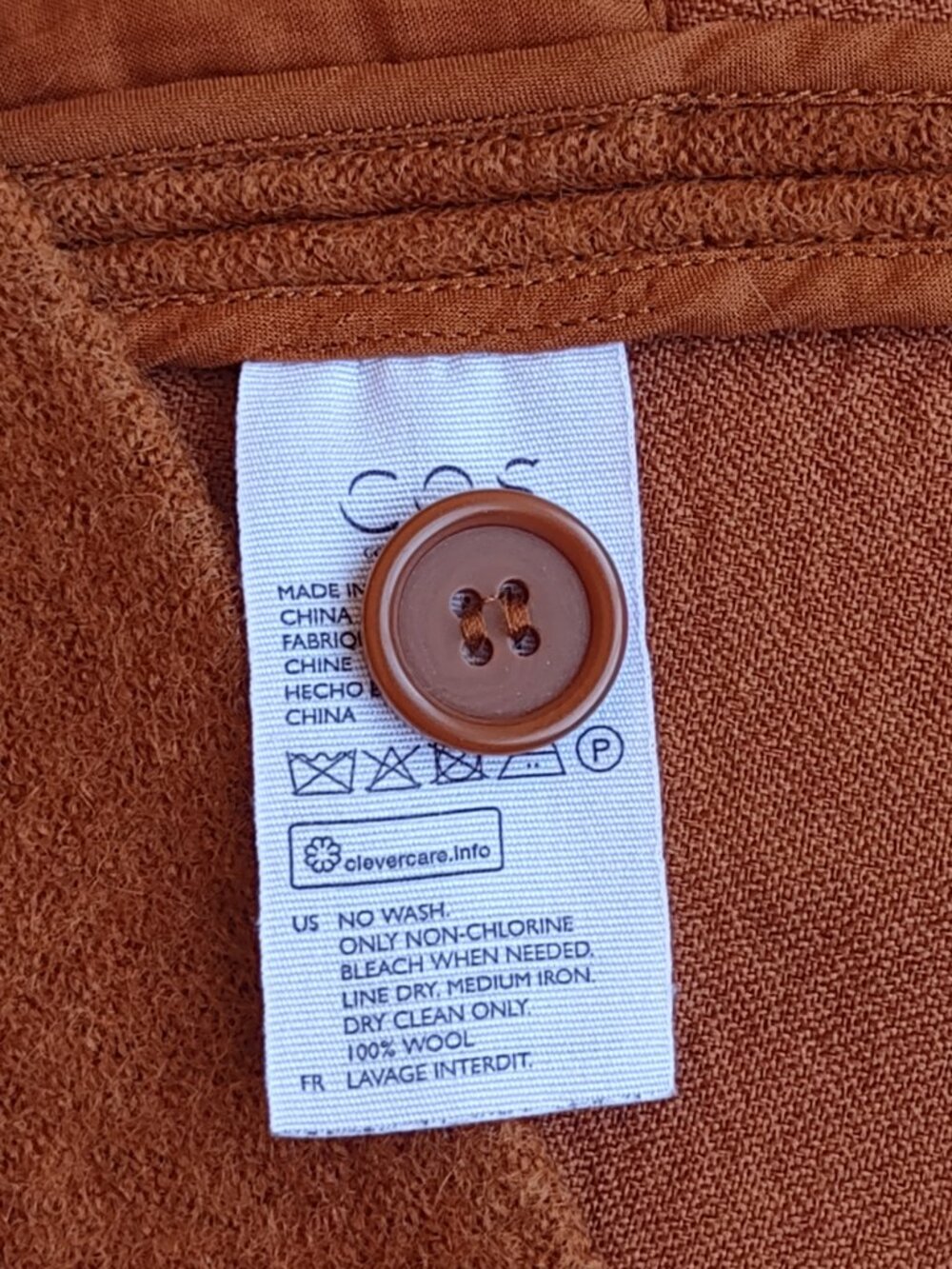 COS Wool Mini Skirt Size 4 Patch Pocket MOD Indie Minimalist Earthtone Capsule - Picture 7 of 7